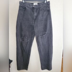 RSQ Size 33 Baggy Black Distressed Jeans